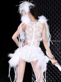 Nightclub Bar Girl ds Lead Dancer Costume Lace Feather Singer Costume Suit