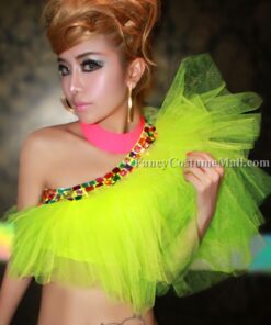 Nightclub Bar Girl ds Lead Dancer Costume Small Tops Fashion Wild Fluorescent Diamond Mesh Shirt